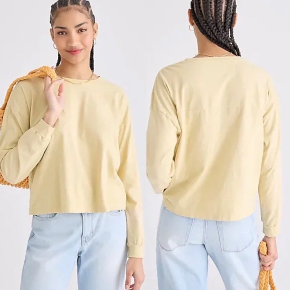 NWT JCREW Made-in-the-USA long-sleeve T-shirt in Crisp Aloe